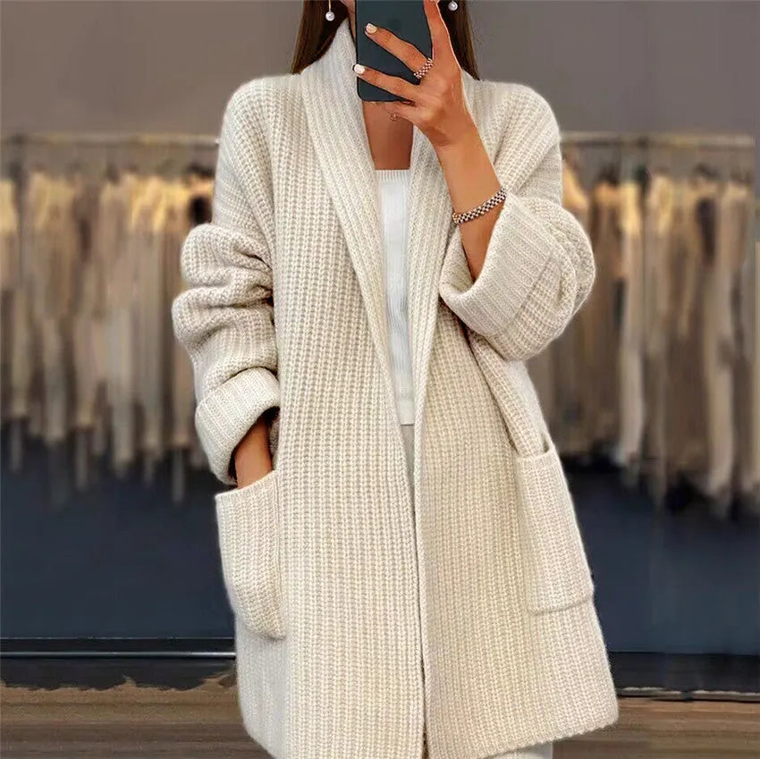 Casual Long Sleeve Open Front Knitted Cardigan for Daily Wear